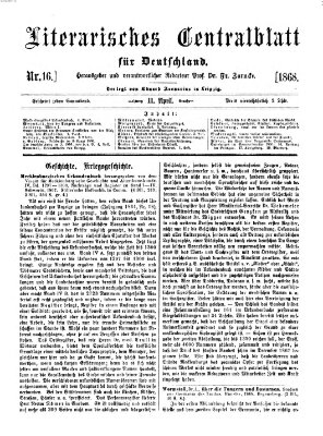 Literarisches Zentralblatt für Deutschland Samstag 11. April 1868