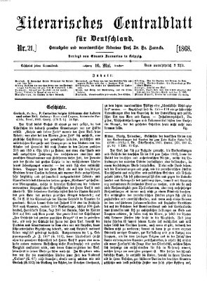 Literarisches Zentralblatt für Deutschland Samstag 16. Mai 1868