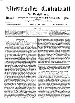 Literarisches Zentralblatt für Deutschland Samstag 23. Mai 1868