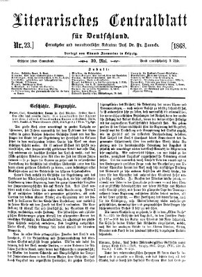 Literarisches Zentralblatt für Deutschland Samstag 30. Mai 1868