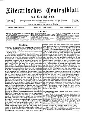 Literarisches Zentralblatt für Deutschland Samstag 20. Juni 1868