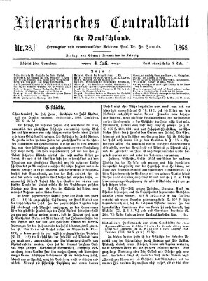 Literarisches Zentralblatt für Deutschland Samstag 4. Juli 1868