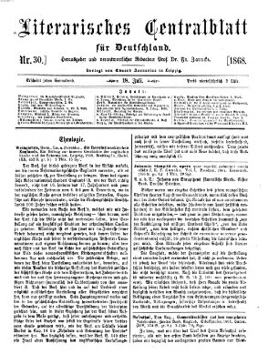 Literarisches Zentralblatt für Deutschland Samstag 18. Juli 1868