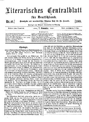 Literarisches Zentralblatt für Deutschland Samstag 7. November 1868