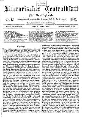 Literarisches Zentralblatt für Deutschland Freitag 1. Januar 1869