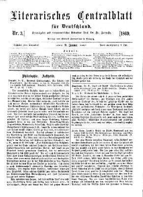 Literarisches Zentralblatt für Deutschland Samstag 9. Januar 1869