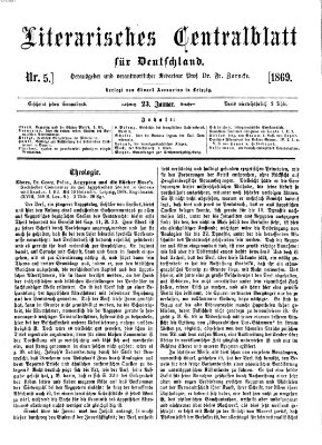 Literarisches Zentralblatt für Deutschland Samstag 23. Januar 1869