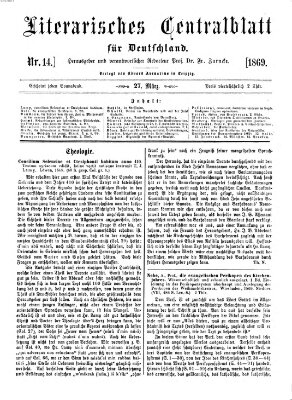 Literarisches Zentralblatt für Deutschland Samstag 27. März 1869