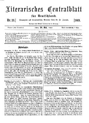 Literarisches Zentralblatt für Deutschland Samstag 29. Mai 1869