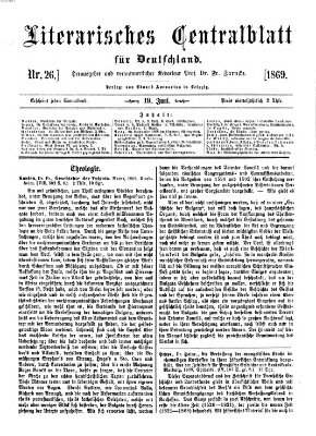 Literarisches Zentralblatt für Deutschland Samstag 19. Juni 1869