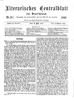 Literarisches Zentralblatt für Deutschland Samstag 3. Juli 1869