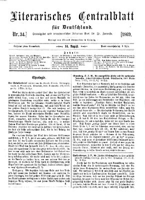 Literarisches Zentralblatt für Deutschland Samstag 14. August 1869