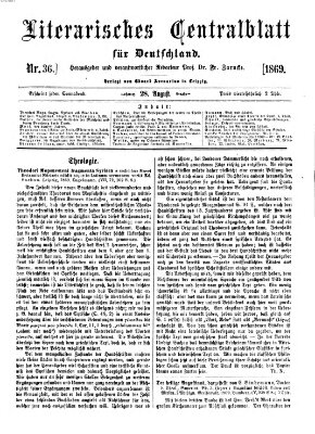 Literarisches Zentralblatt für Deutschland Samstag 28. August 1869