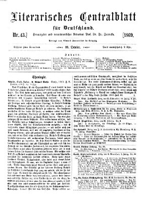 Literarisches Zentralblatt für Deutschland Samstag 16. Oktober 1869