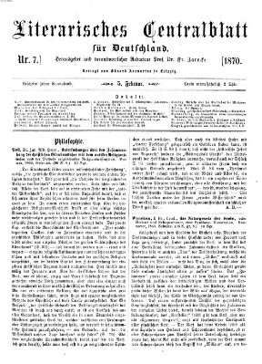 Literarisches Zentralblatt für Deutschland Samstag 5. Februar 1870