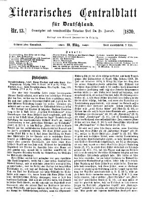 Literarisches Zentralblatt für Deutschland Samstag 19. März 1870