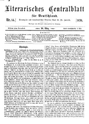 Literarisches Zentralblatt für Deutschland Samstag 26. März 1870