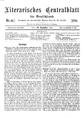 Literarisches Zentralblatt für Deutschland Samstag 24. September 1870