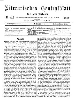 Literarisches Zentralblatt für Deutschland Samstag 1. Oktober 1870