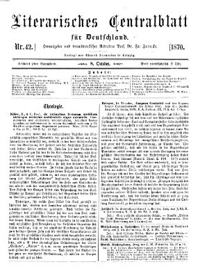 Literarisches Zentralblatt für Deutschland Samstag 8. Oktober 1870