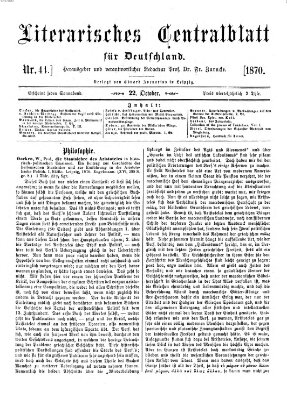 Literarisches Zentralblatt für Deutschland Samstag 22. Oktober 1870