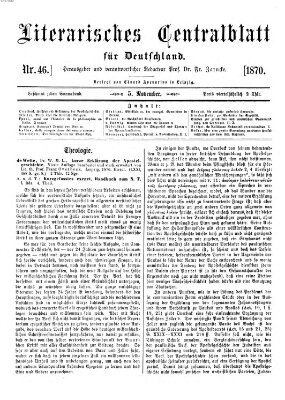 Literarisches Zentralblatt für Deutschland Samstag 5. November 1870