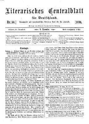 Literarisches Zentralblatt für Deutschland Samstag 3. Dezember 1870