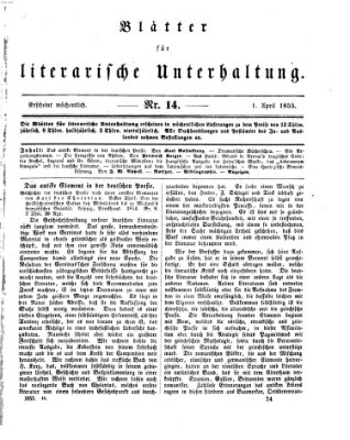 Blätter für literarische Unterhaltung Sonntag 1. April 1855