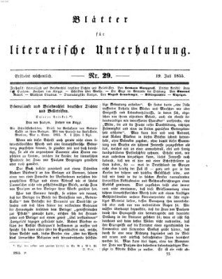 Blätter für literarische Unterhaltung Donnerstag 19. Juli 1855