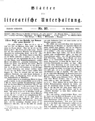 Blätter für literarische Unterhaltung Donnerstag 13. September 1855