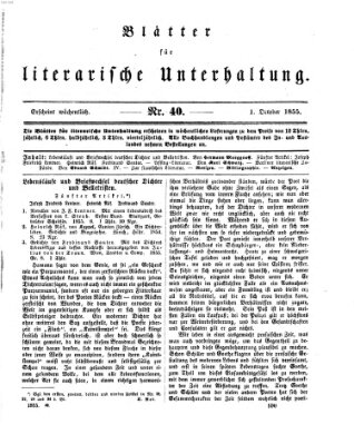 Blätter für literarische Unterhaltung Montag 1. Oktober 1855