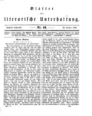 Blätter für literarische Unterhaltung Donnerstag 25. Oktober 1855