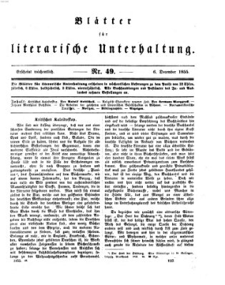 Blätter für literarische Unterhaltung Donnerstag 6. Dezember 1855