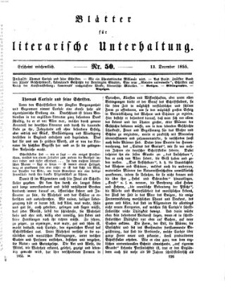 Blätter für literarische Unterhaltung Donnerstag 13. Dezember 1855