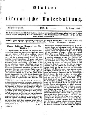 Blätter für literarische Unterhaltung Donnerstag 7. Februar 1856