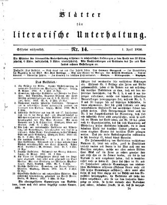 Blätter für literarische Unterhaltung Dienstag 1. April 1856