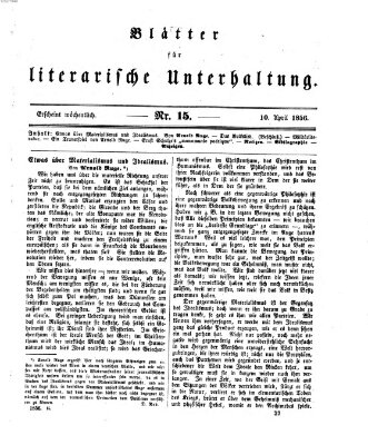 Blätter für literarische Unterhaltung Donnerstag 10. April 1856