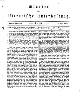 Blätter für literarische Unterhaltung Donnerstag 17. April 1856