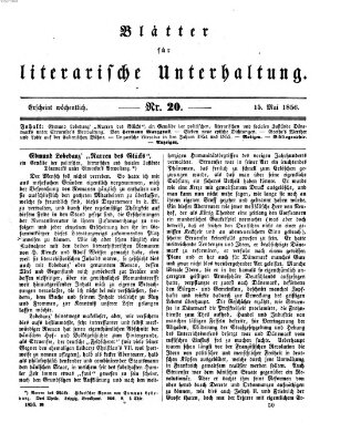 Blätter für literarische Unterhaltung Donnerstag 15. Mai 1856
