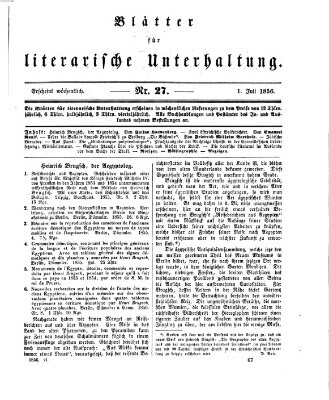 Blätter für literarische Unterhaltung Dienstag 1. Juli 1856