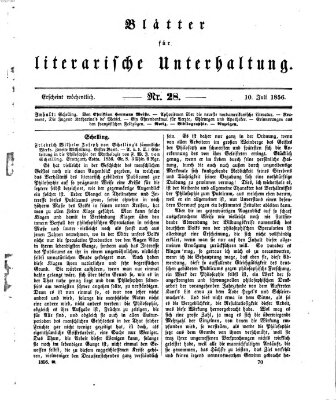 Blätter für literarische Unterhaltung Donnerstag 10. Juli 1856