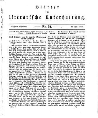 Blätter für literarische Unterhaltung Donnerstag 31. Juli 1856