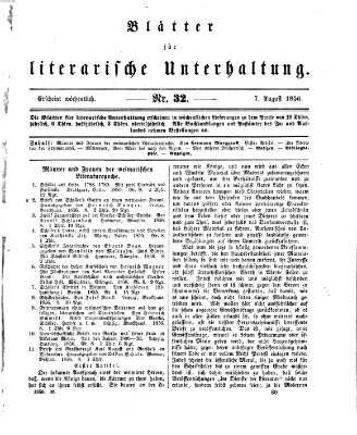 Blätter für literarische Unterhaltung Donnerstag 7. August 1856