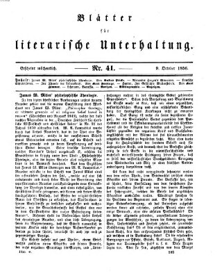 Blätter für literarische Unterhaltung Donnerstag 9. Oktober 1856