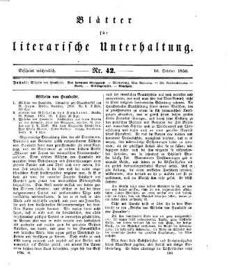 Blätter für literarische Unterhaltung Donnerstag 16. Oktober 1856