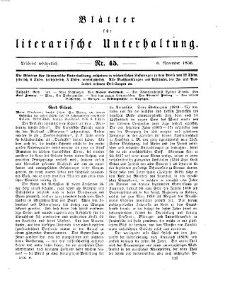 Blätter für literarische Unterhaltung Donnerstag 6. November 1856