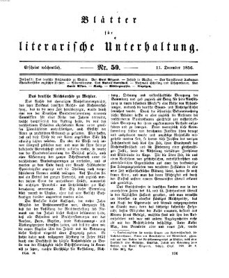 Blätter für literarische Unterhaltung Donnerstag 11. Dezember 1856