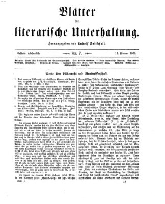 Blätter für literarische Unterhaltung Donnerstag 11. Februar 1869