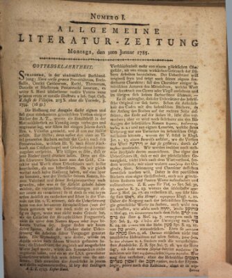 Allgemeine Literatur-Zeitung (Literarisches Zentralblatt für Deutschland) Montag 3. Januar 1785