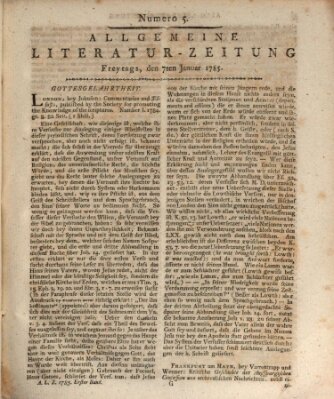 Allgemeine Literatur-Zeitung (Literarisches Zentralblatt für Deutschland) Freitag 7. Januar 1785